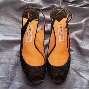 Jimmy Choo black sparkling heels